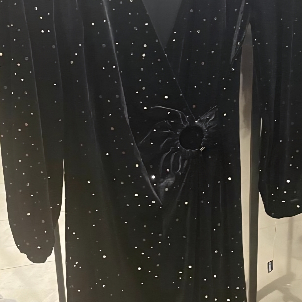 M.STUDIO Black Maxi Dress with Silver Details